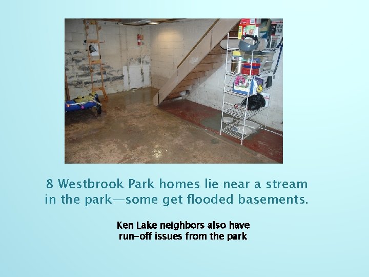 8 Westbrook Park homes lie near a stream in the park—some get flooded basements.