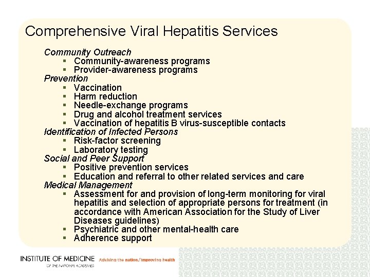 Hepatitis and Liver Cancer A National Strategy for