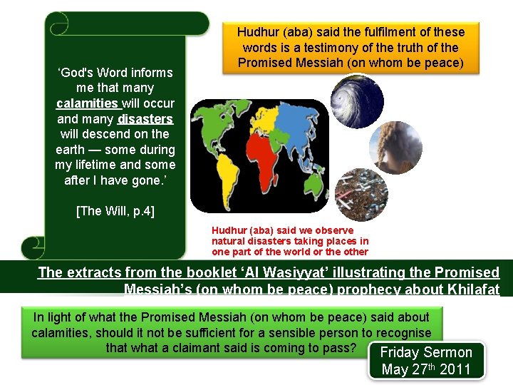 ‘God's Word informs me that many calamities will occur and many disasters will descend