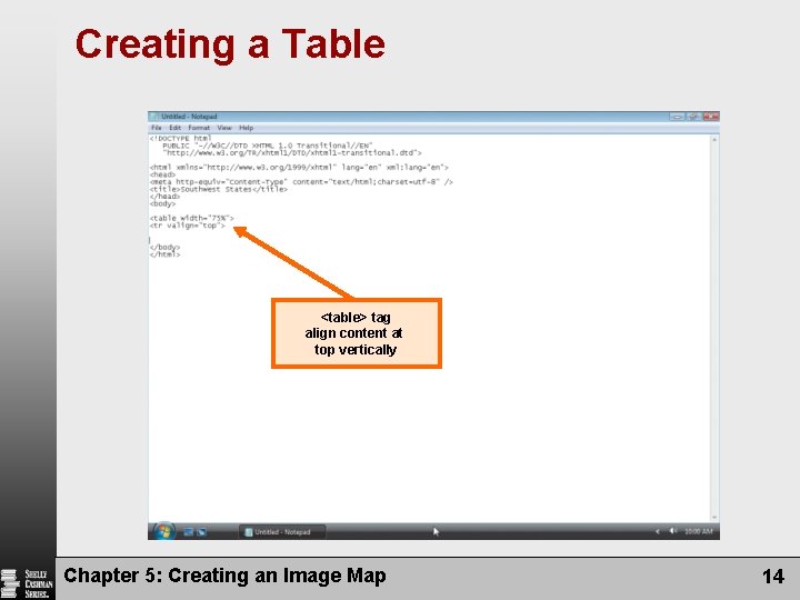 Creating a Table <table> tag align content at top vertically Chapter 5: Creating an Creating a Table <table> tag align content at top vertically Chapter 5: Creating an