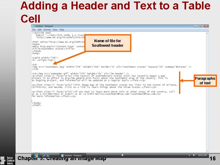 Adding a Header and Text to a Table Cell Name of file for Southwest Adding a Header and Text to a Table Cell Name of file for Southwest