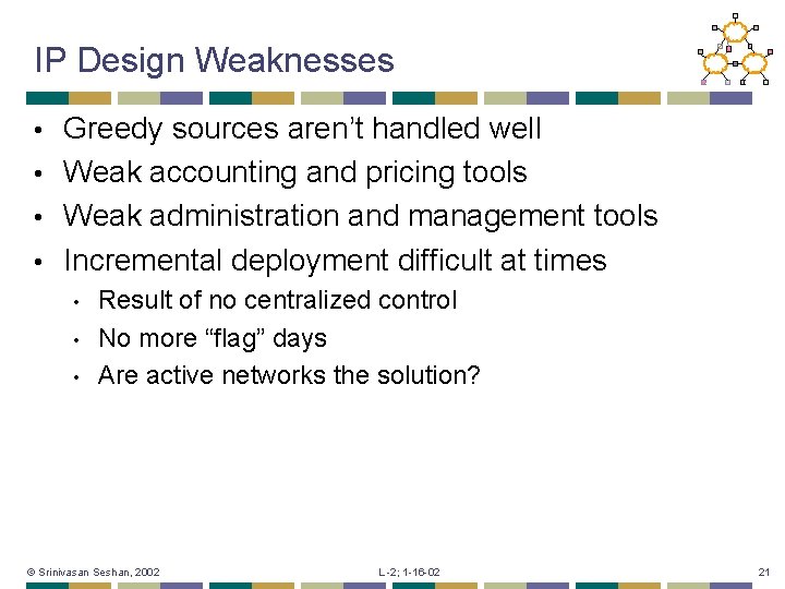 IP Design Weaknesses Greedy sources aren’t handled well • Weak accounting and pricing tools
