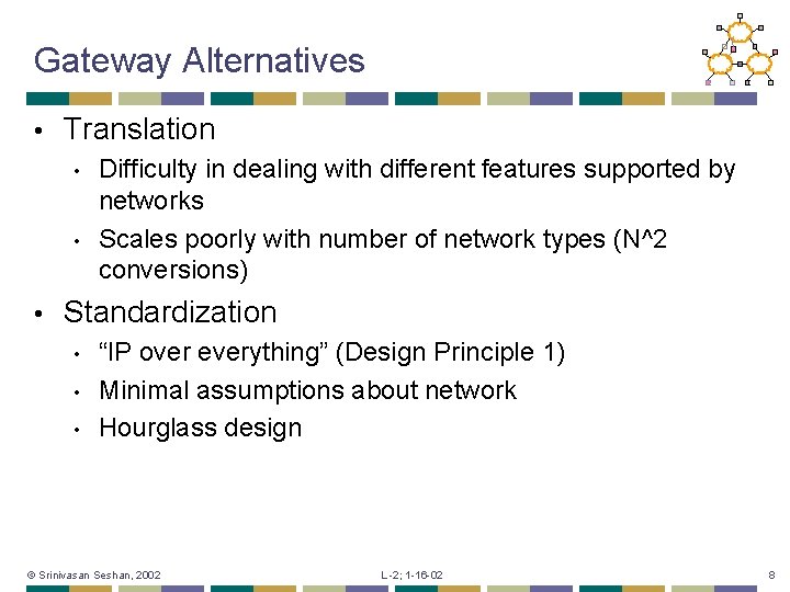 Gateway Alternatives • Translation • • • Difficulty in dealing with different features supported