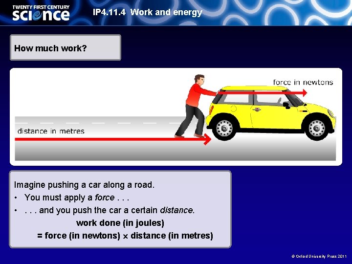 IP 4. 11. 4 Work and energy How much work? Imagine pushing a car