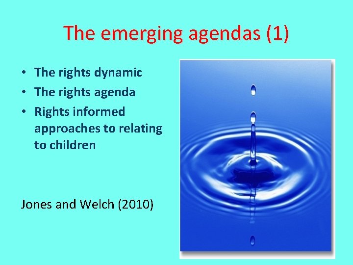The emerging agendas (1) • The rights dynamic • The rights agenda • Rights