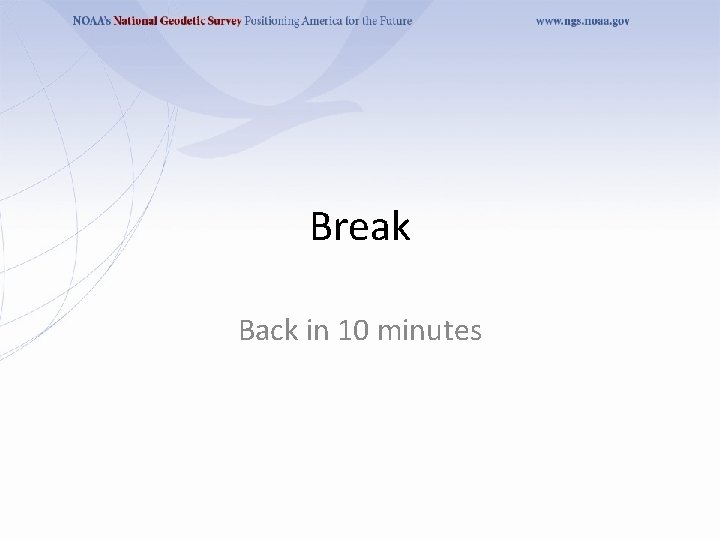 Break Back in 10 minutes 