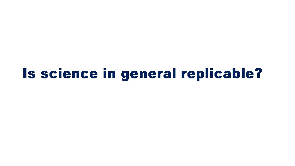 Is science in general replicable? Is science in general replicable?