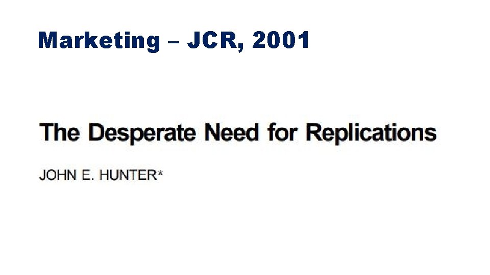 Marketing – JCR, 2001 