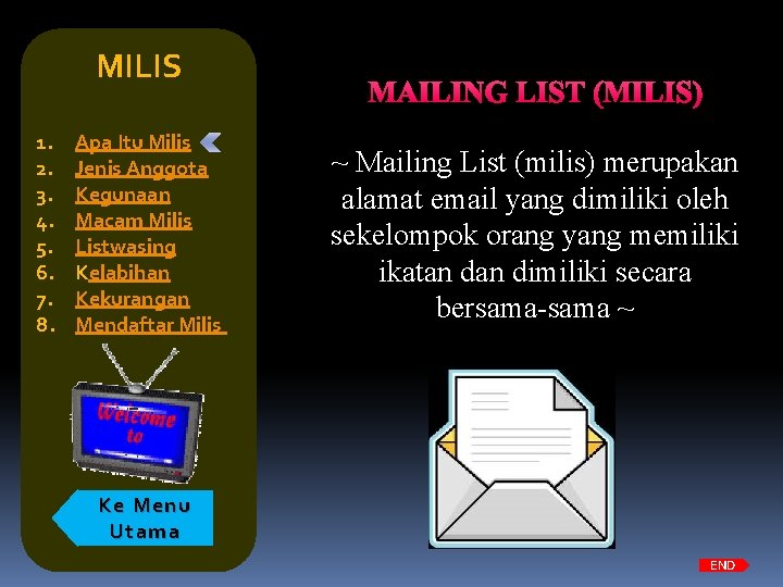 MILIS 1. 2. 3. 4. 5. 6. 7. 8. Apa Itu Milis Jenis Anggota