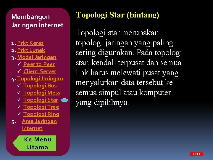 Membangun Jaringan Internet 1. Prkt Keras 2. Prkt Lunak 3. Model Jaringan ü Peer