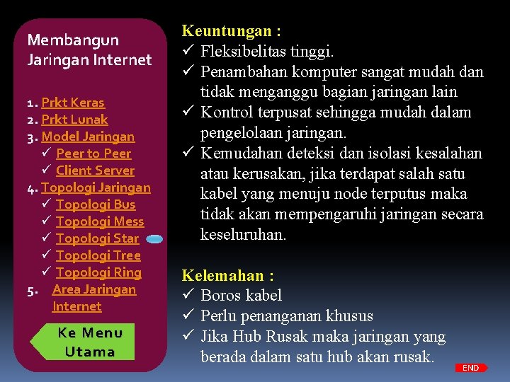 Membangun Jaringan Internet 1. Prkt Keras 2. Prkt Lunak 3. Model Jaringan ü Peer