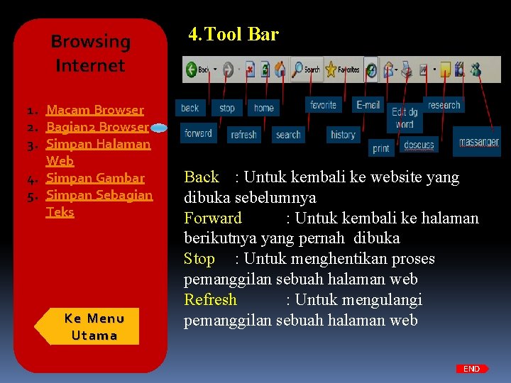 Browsing Internet 1. Macam Browser 2. Bagian 2 Browser 3. Simpan Halaman Web 4.