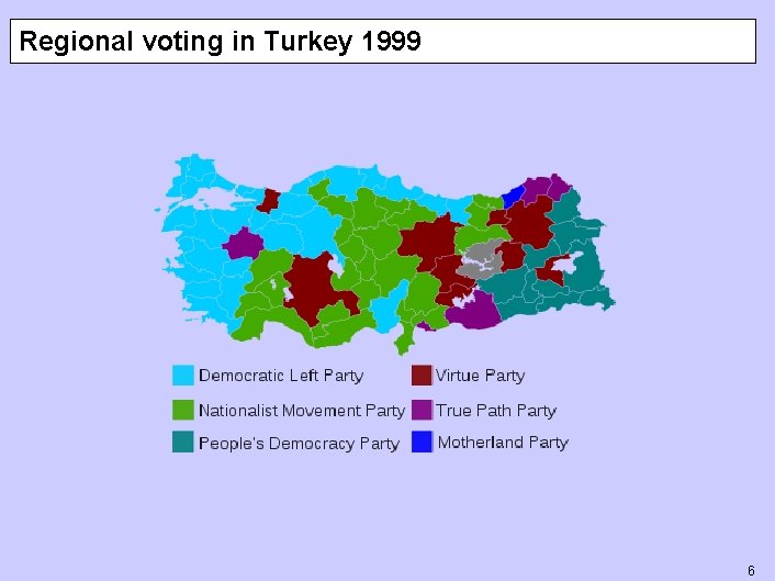 Regional voting in Turkey 1999 6 