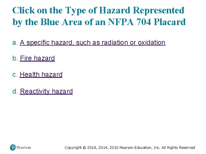Click on the Type of Hazard Represented by the Blue Area of an NFPA