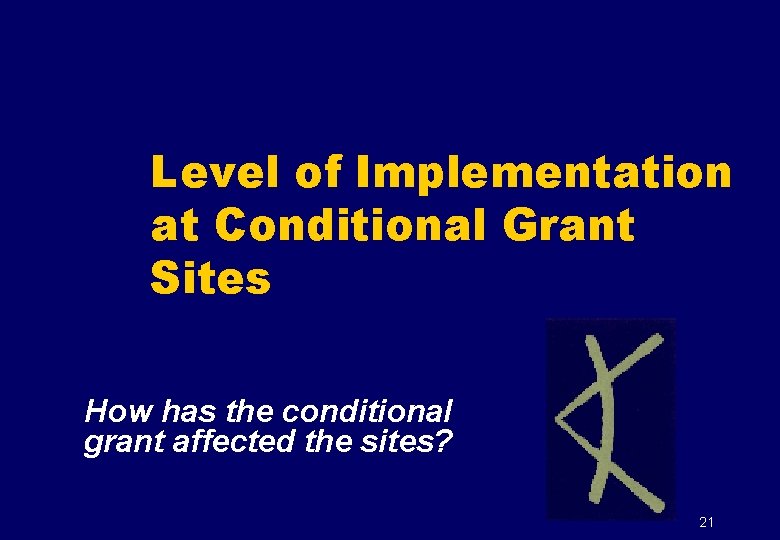 Level of Implementation at Conditional Grant Sites How has the conditional grant affected the