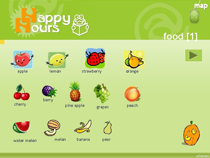 map food [1] apple cherry water melon lemon strawberry orange berry pine apple melon