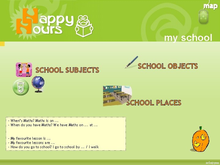 map my school SCHOOL SUBJECTS SCHOOL OBJECTS SCHOOL PLACES - When’s Maths? Maths is
