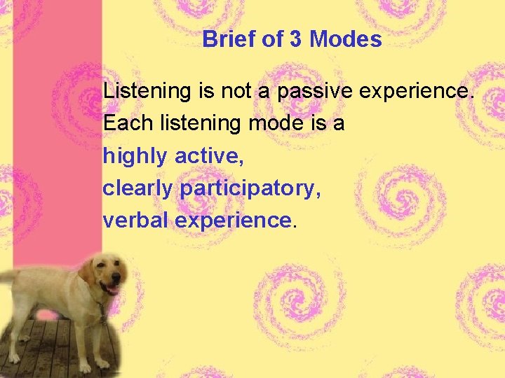 Brief of 3 Modes Listening is not a passive experience. Each listening mode is