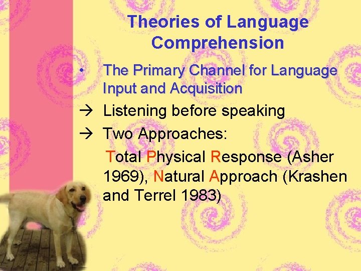 Theories of Language Comprehension • The Primary Channel for Language Input and Acquisition Listening