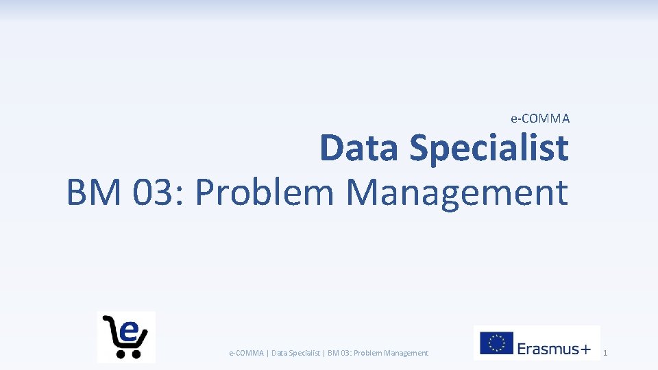 e-COMMA Data Specialist BM 03: Problem Management e-COMMA | Data Specialist | BM 03:
