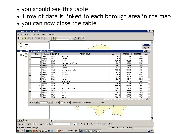  • you should see this table • 1 row of data is linked