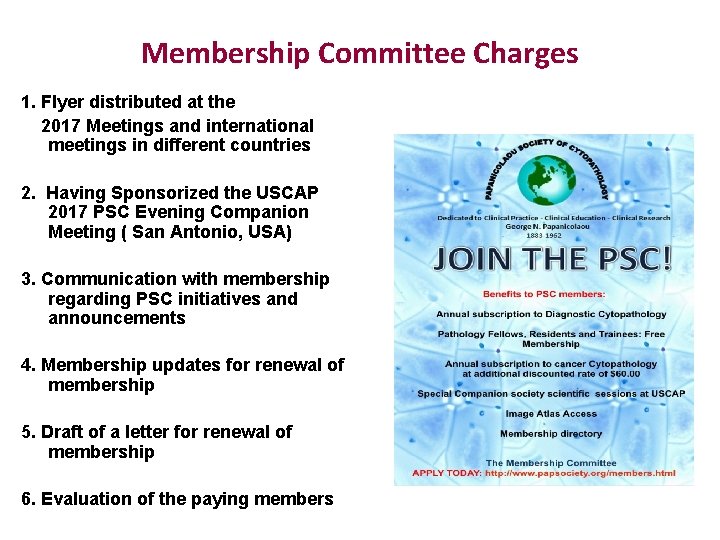 Membership Committee Charges 1. Flyer distributed at the 2017 Meetings and international meetings in