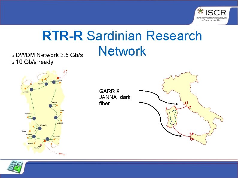 RTR-R Sardinian Research Network DWDM Network 2. 5 Gb/s 10 Gb/s ready GARR RTR-R Sardinian Research Network DWDM Network 2. 5 Gb/s 10 Gb/s ready GARR