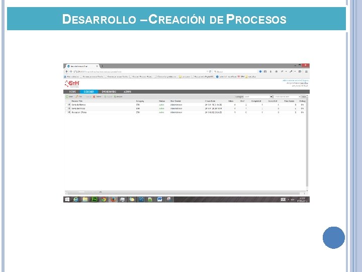 DESARROLLO – CREACIÓN DE PROCESOS 