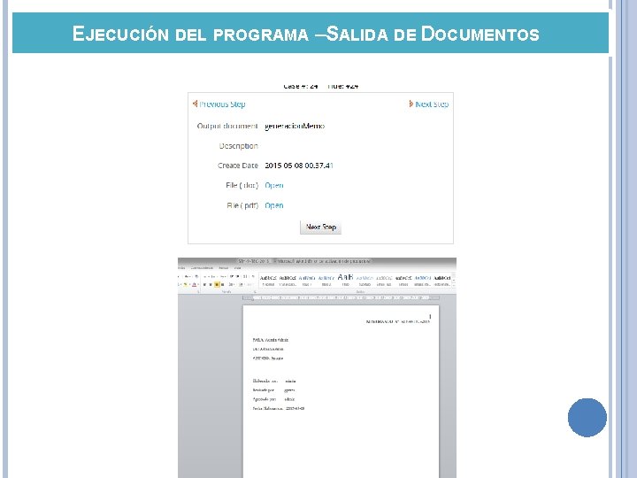 EJECUCIÓN DEL PROGRAMA –SALIDA DE DOCUMENTOS 