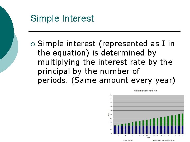 Simple Interest ¡ Simple interest (represented as I in the equation) is determined by