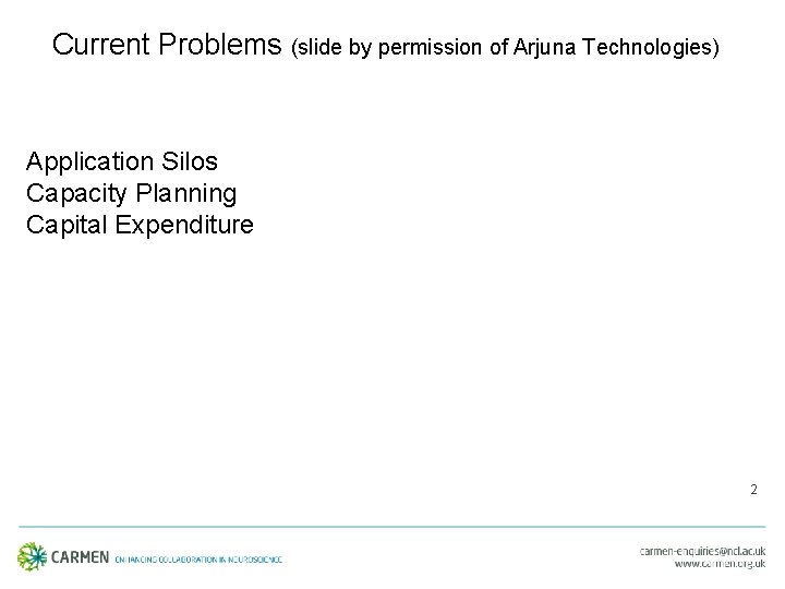 Current Problems (slide by permission of Arjuna Technologies) Application Silos = Capacity Planning Inflexibility