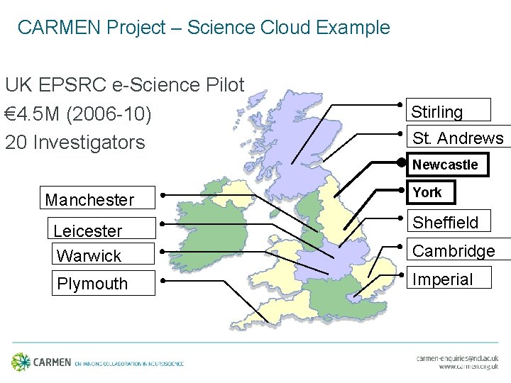 CARMEN Project – Science Cloud Example UK EPSRC e-Science Pilot € 4. 5 M