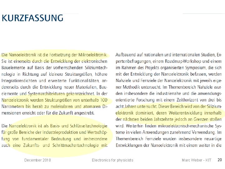 December 2018 Electronics for physicists Marc Weber - KIT 20 