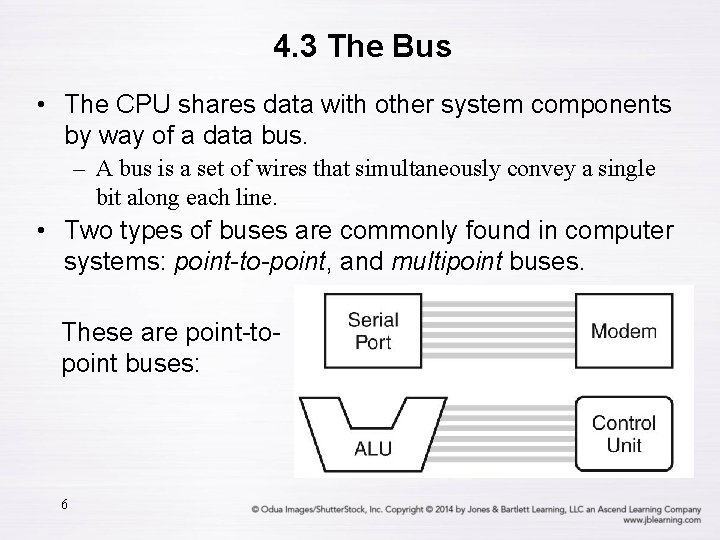 4. 3 The Bus • The CPU shares data with other system components by