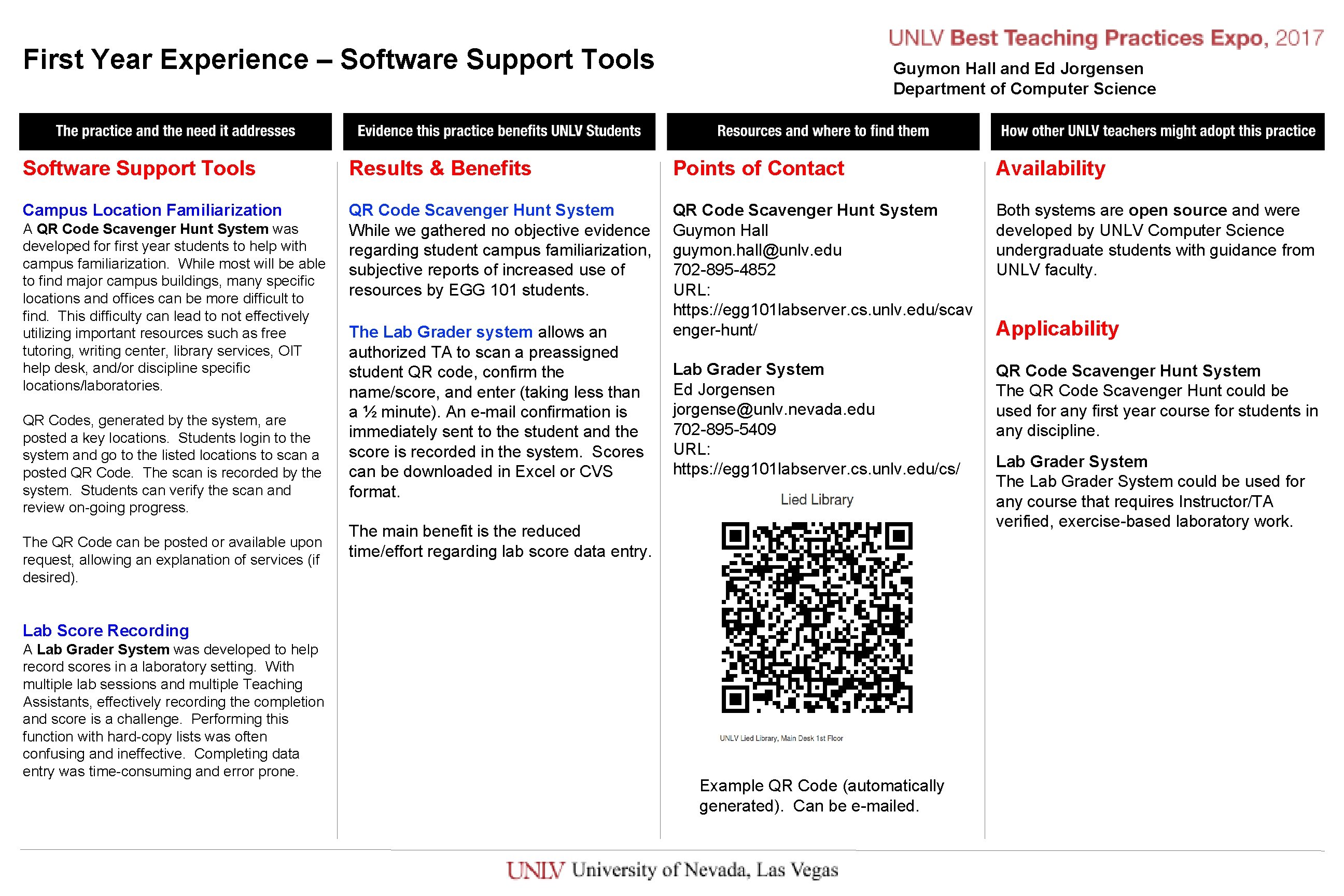 First Year Experience – Software Support Tools Guymon Hall and Ed Jorgensen Department of