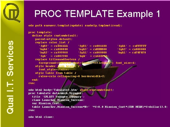 PROC TEMPLATE Example 1 ods path sasuser. templat(update) sashelp. tmplmst(read); proc template; define style PROC TEMPLATE Example 1 ods path sasuser. templat(update) sashelp. tmplmst(read); proc template; define style