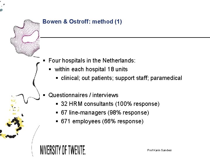 Bowen & Ostroff: method (1) § Four hospitals in the Netherlands: § within each