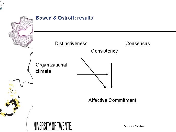 Bowen & Ostroff: results Distinctiveness Consensus Consistency Organizational climate Affective Commitment Karin Sanders &
