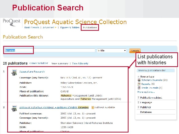 Publication Search List publications with histories 45 