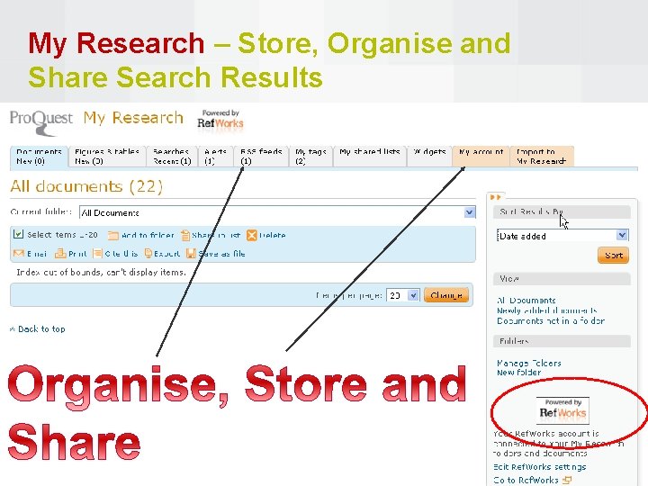 My Research – Store, Organise and Share Search Results 