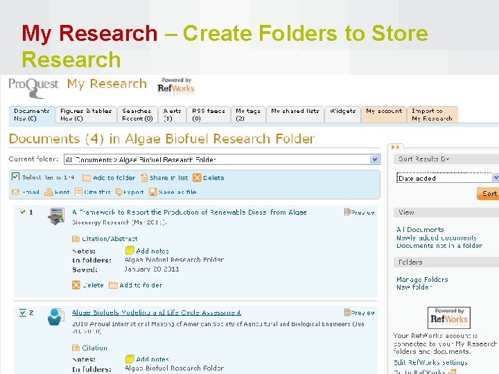 My Research – Create Folders to Store Research 