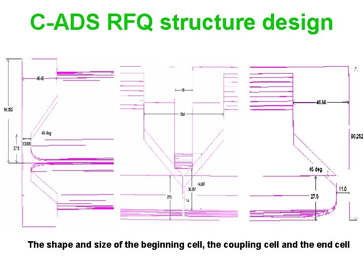 C-ADS RFQ structure design The shape and size of the beginning cell, the coupling