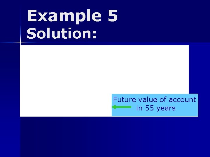 Example 5 Solution: Future value of account in 55 years 