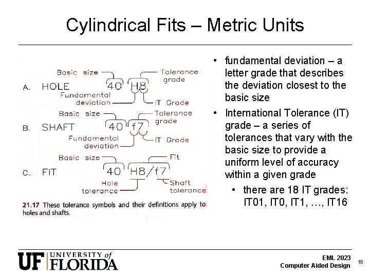 Cylindrical Fits – Metric Units • fundamental deviation – a letter grade that describes