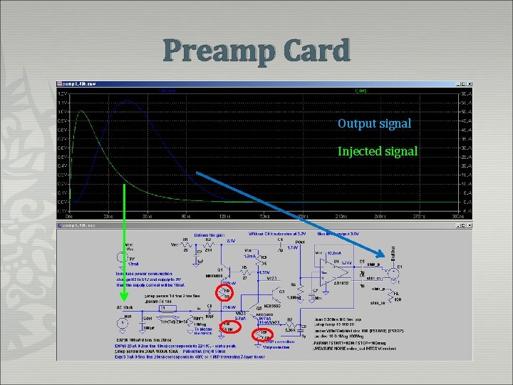 Preamp Card Output signal Injected signal 