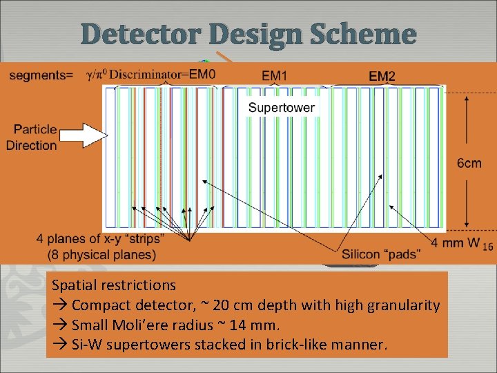 Detector Design Scheme Pad layer uses 4 mm W and 535 m silicon sensors.
