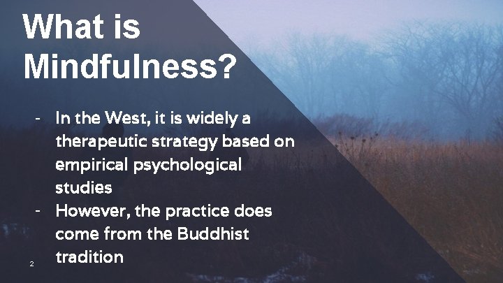 What is Mindfulness? - In the West, it is widely a therapeutic strategy based