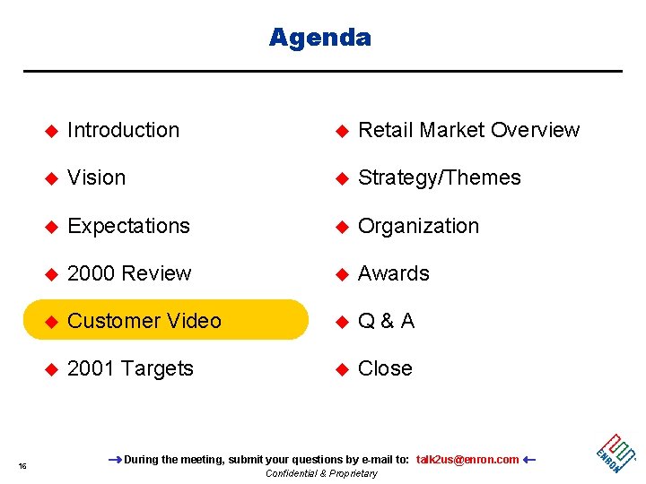 Agenda 16 u Introduction u Retail Market Overview u Vision u Strategy/Themes u Expectations