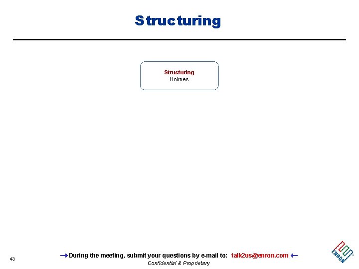 Structuring Holmes 43 During the meeting, submit your questions by e-mail to: talk 2