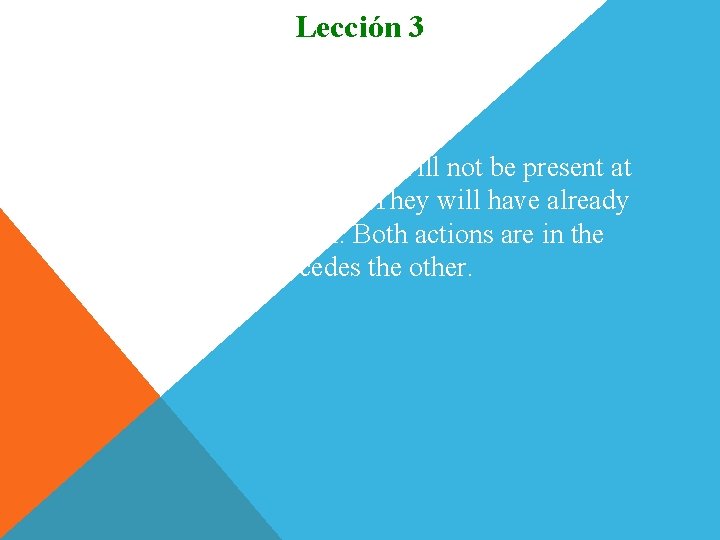 Lección 3 Futuro perfecto 3. Note that Pablo and Luisa will not be present